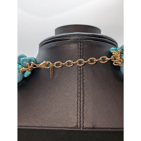 Sugarfix by Baublebar Multi Strand Faux Turquoise Gold Dangle Choker Necklace - Picture 3 of 5